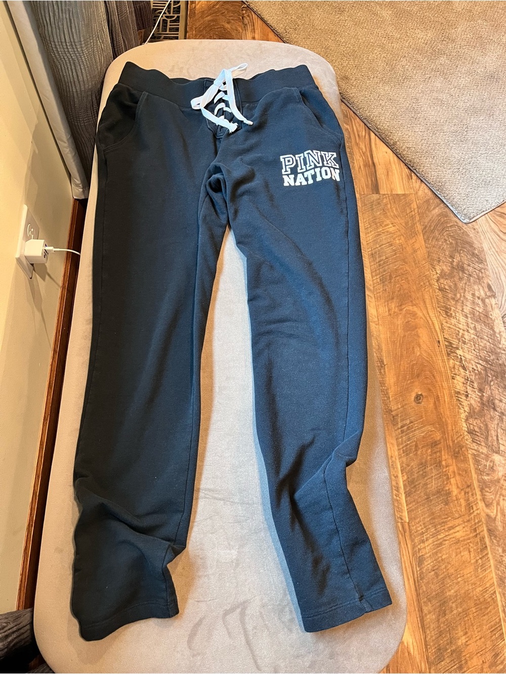 PINK Nation VS Black Sweatpants with White Lace up Drawstring